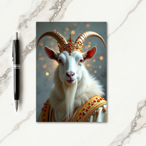Regal Crowned Goat Birthday Card