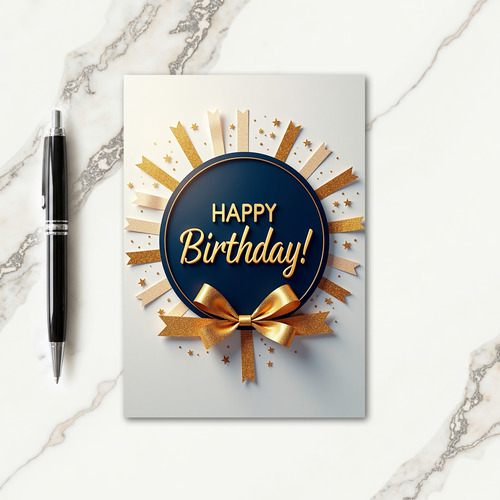 Regal Gold Ribbon Birthday Card
