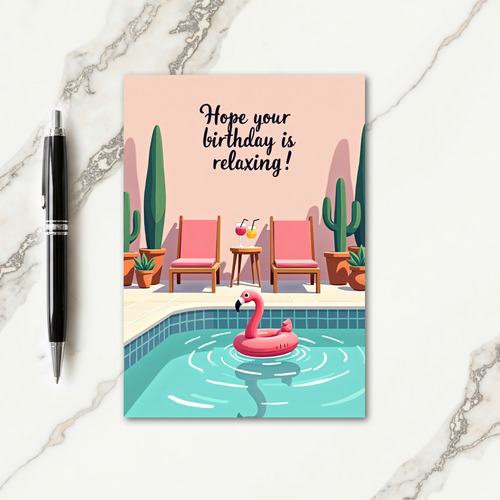 Relaxing Birthday Poolside Oasis Card