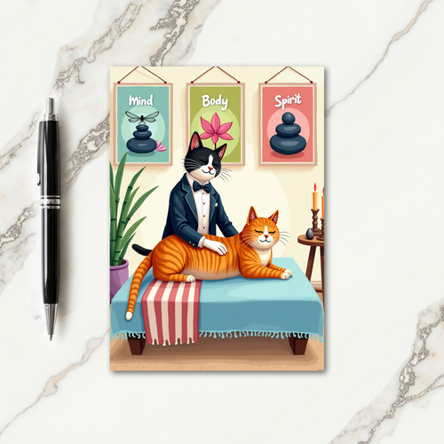 Relaxing Feline Birthday Card