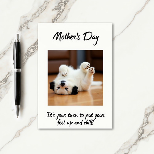 Relaxing Puppy Mothers Day Card