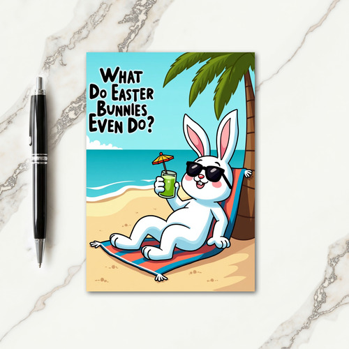 Relaxing Rabbit Beach Vacation Card
