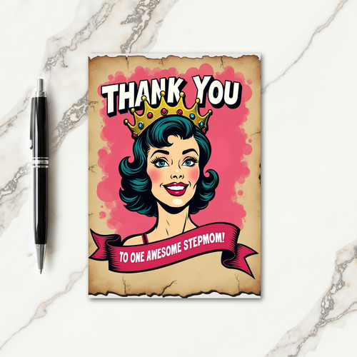 Retro Awesome Stepmom Thank You Card