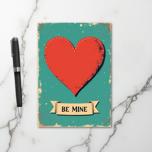 Retro Be Mine Valentine Heart Card