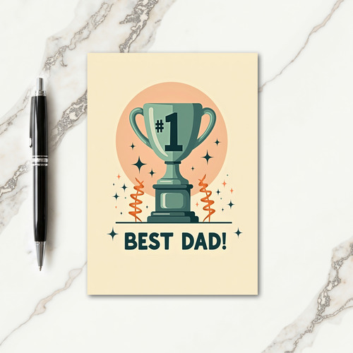 Retro Best Dad Trophy Card