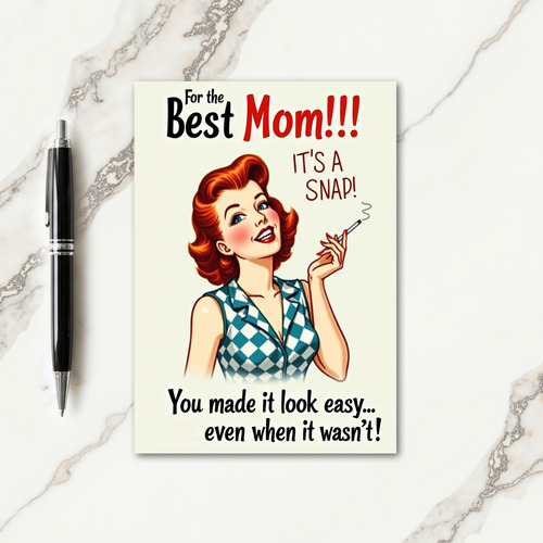 Retro Best Mom Illustration Card