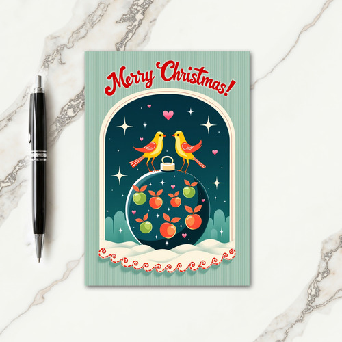 Retro Birds Christmas Card