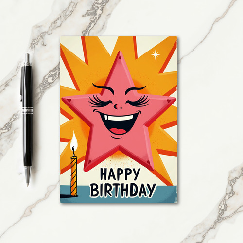 Retro Birthday Star Card