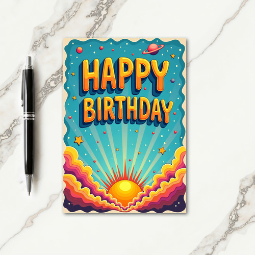 Retro Birthday Sunburst Card