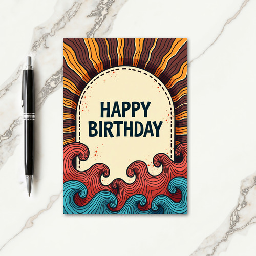 Retro Birthday Waves Card