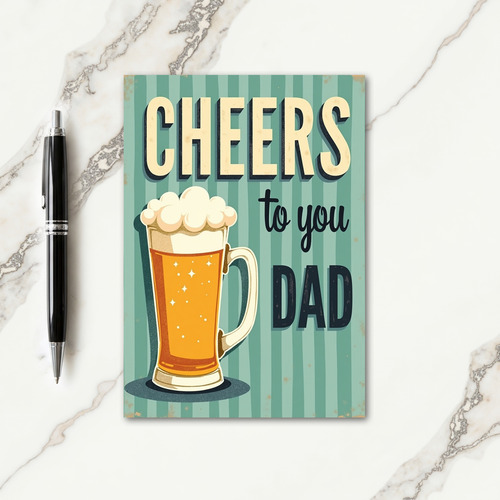 Retro Cheers Fathers Day Drink Card