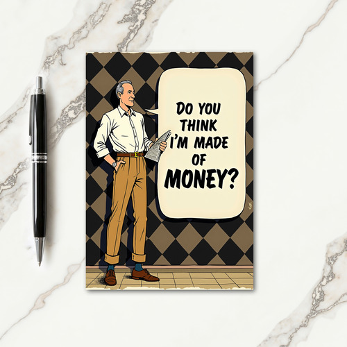 Retro Dad Money Question Card