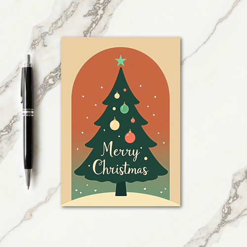 Retro Evergreen Christmas Card