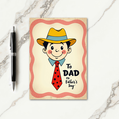 Retro Fathers Day Illustration Card