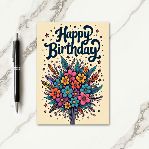 Retro Floral Birthday Card