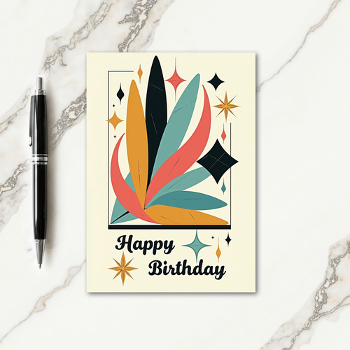 Retro Floral Birthday Wish Card