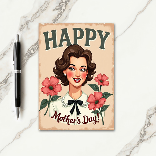 Retro Floral Mothers Day Card