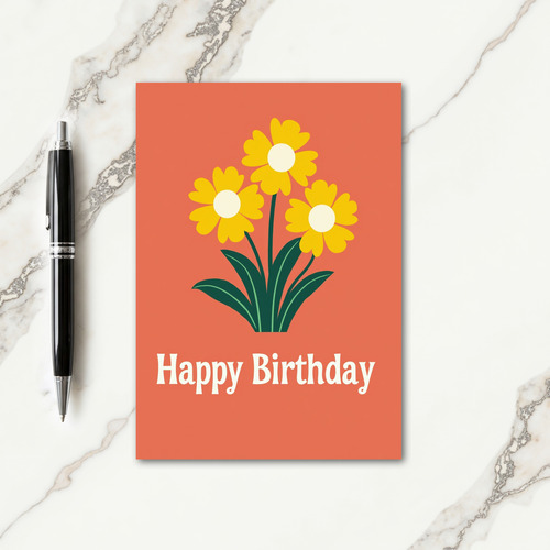 Retro Flower Birthday Card