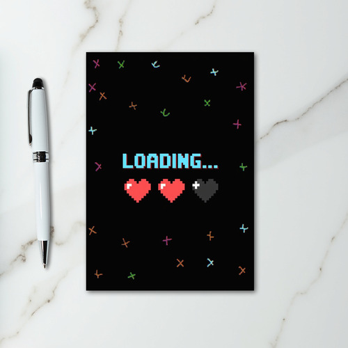 Retro Game Loading Hearts Card