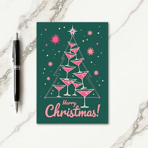 Retro Glass Tree Christmas Card