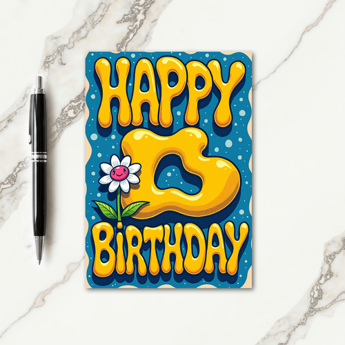 Retro Golden Text Birthday Card