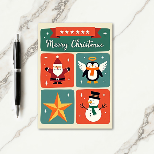 Retro Grid Christmas Card