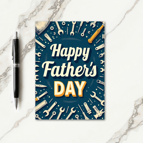 Retro Happy Fathers Day Tools Card
