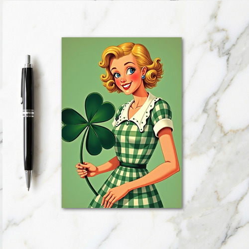 Retro Irish Cheer Woman Card