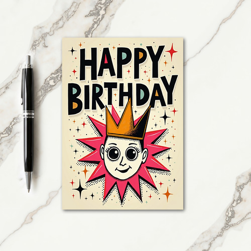 Retro Joyful Face Card
