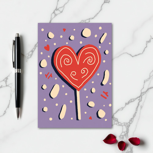 Retro Lollipop Heart Sweet Card