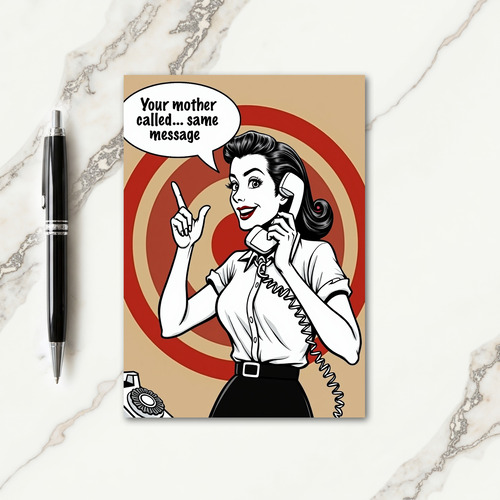 Retro Mom Phone Call Card