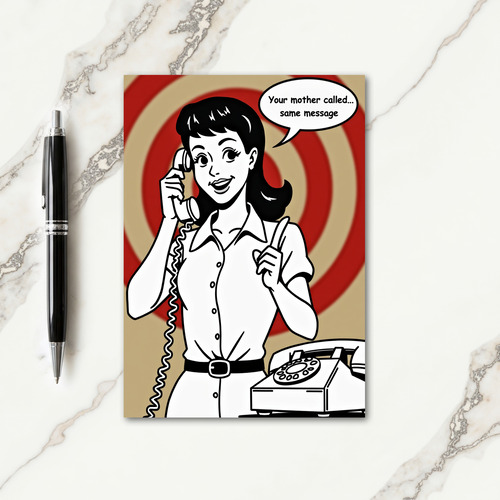 Retro Mother Called Message Card
