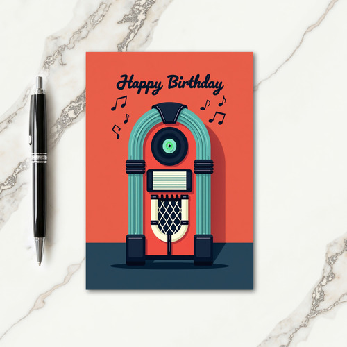 Retro Music Birthday Party Card