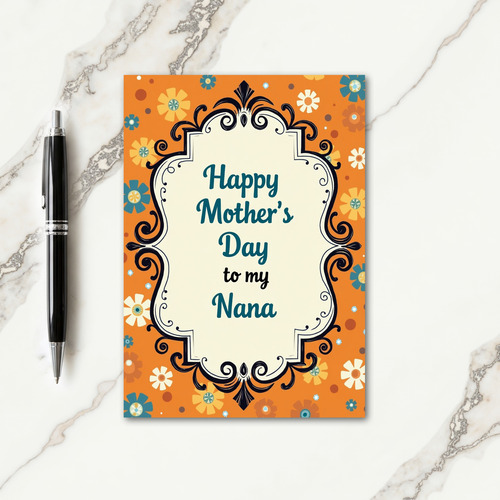 Retro Nana Mothers Day Floral Card
