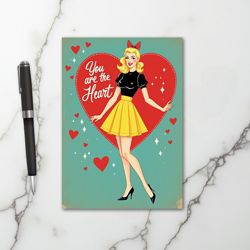 Retro Pinup Valentine Heart Card