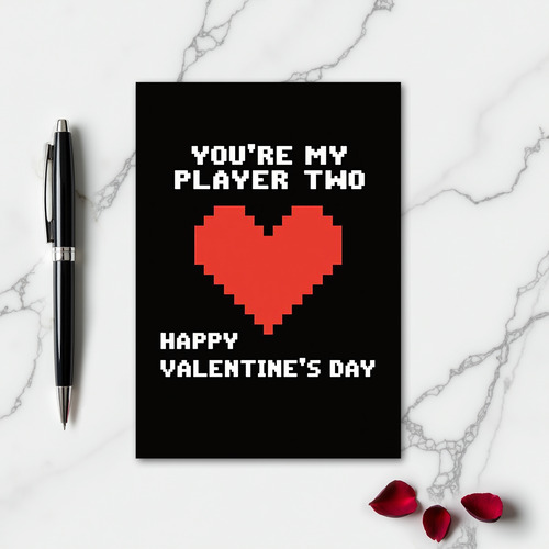 Retro Player Two Valentines Card