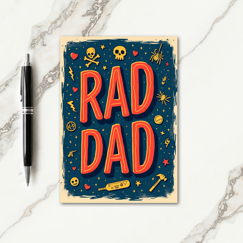 Retro Rad Dad Illustration Card