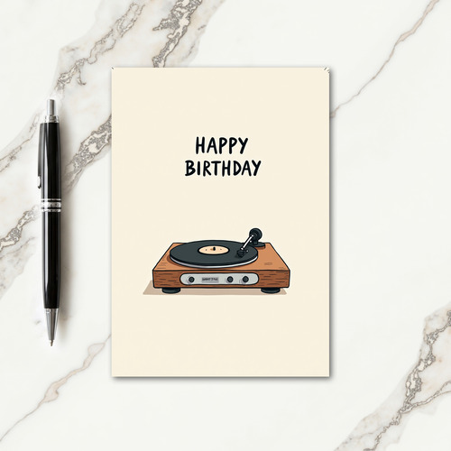 Retro Record Player Birthday Card