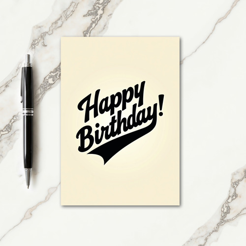 Retro Script Birthday Card