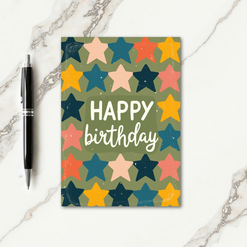 Retro Star Birthday Card
