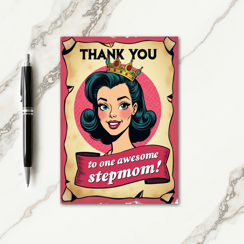 Retro Stepmom Thank You Card