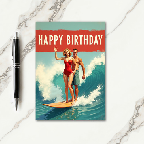 Retro Surf Birthday Card