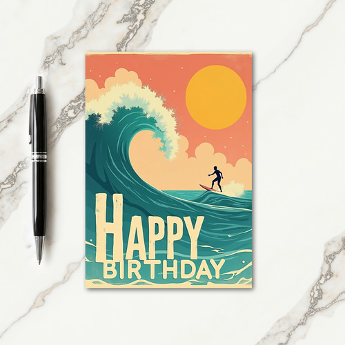 Retro Surfer Birthday Card