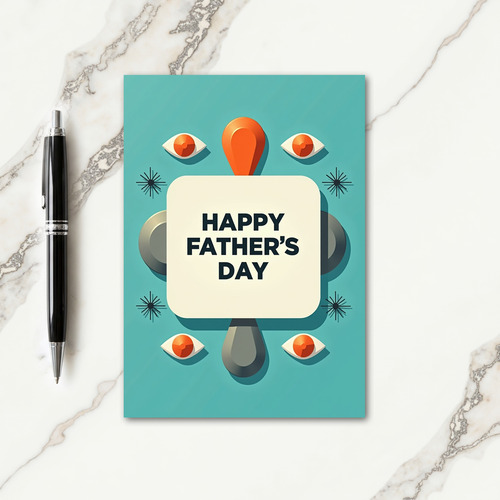 Retro Teal Fathers Day Card