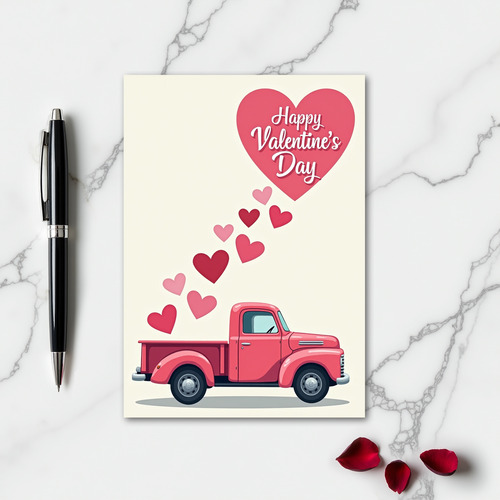 Retro Valentines Day Truck Card
