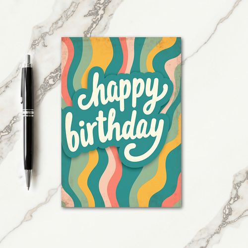 Retro Waves Birthday Card