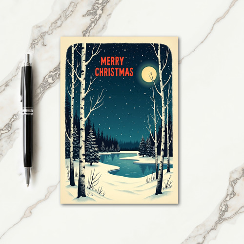 Retro Winter Night Card thumbnail