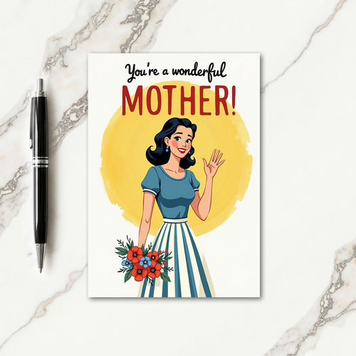Retro Wonderful Mothers Day Card