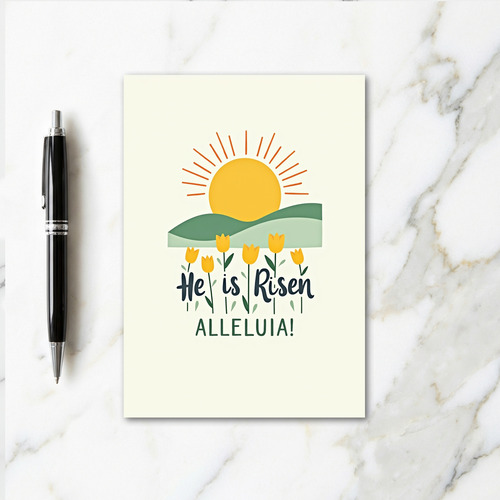 Risen Floral Alleluia Message Card