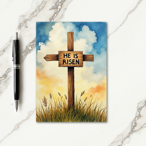 Risen Signpost Watercolor Card